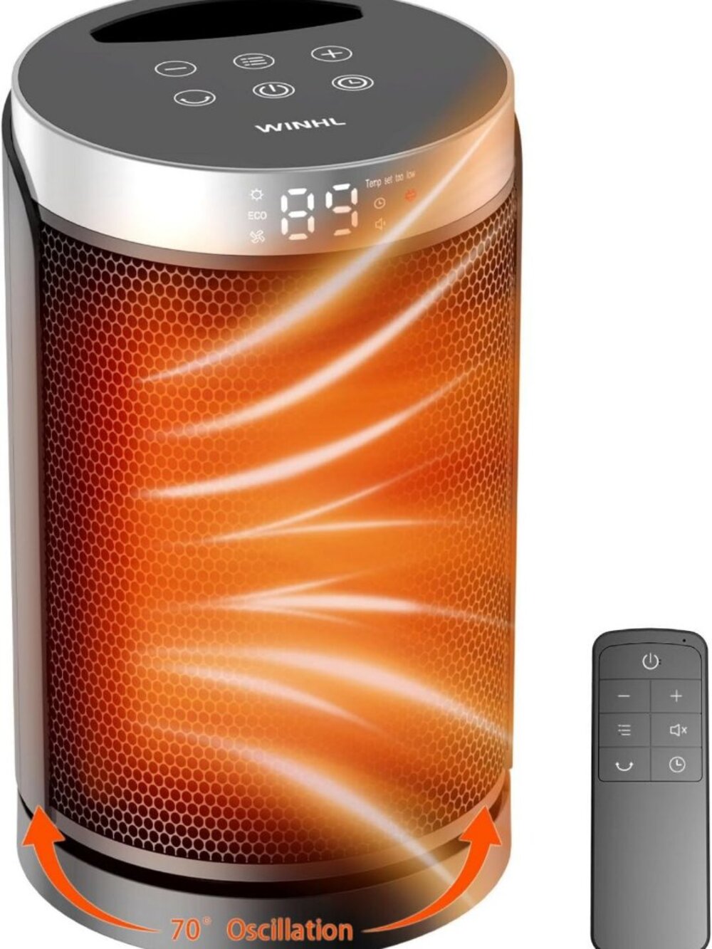 Portable Electric Space Heater for Indoor Use - 70° Oscillation, Energy